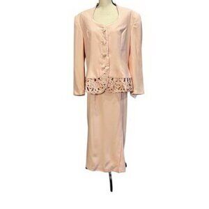 Donna Vinci Couture Blush Pink Beaded 2 Piece Suit